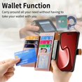 thumbnail image 3 of for iPhone 12/12 Pro Leather Phone Case Wallet Zipper Pocket Pouch Folio Flip Cover Kickstand, Multi Anti-theft Card Holder Cash Slot, Double Magnetic Buckle, Wrist Lanyard, 3 of 8