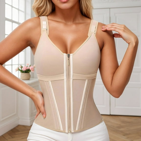 Waist Trainer for Women Corset Shapewear with Zipper Women's Waist Cincher Tank Top with Adjustable Straps
