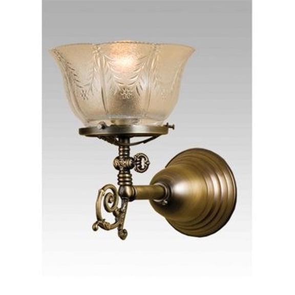 Meyda Tiffany 36617 Revival - 1 Light Gas & Electric Wall Sconce   Antique/Brass Tint Finish with Clear Glass