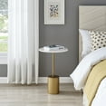 thumbnail image 3 of Danya B. Fritz Midcentury Modern Pedestal Side Accent Table with Gold Metal Base and Genuine White Marble Stone Tabletop, 3 of 11