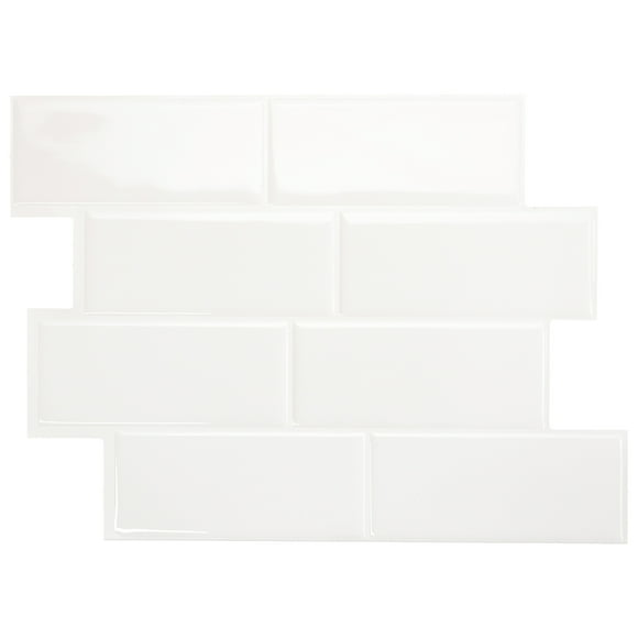 Smart Tiles - 3D Adhesive Peel and Stick Backsplash Tile, White - 5-Pack 11.56" x 8.38"