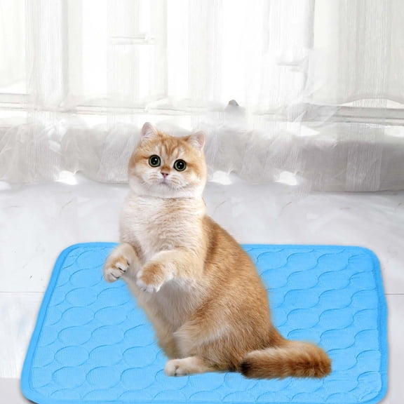 Fwttom Dog Cooling Mat, No Water or Refrigeration Foldable Fiber Cooling Blanket with Top Bottom Materials, Machine Washable Thin Dog Bed for Home Travel Crates Bed Floor