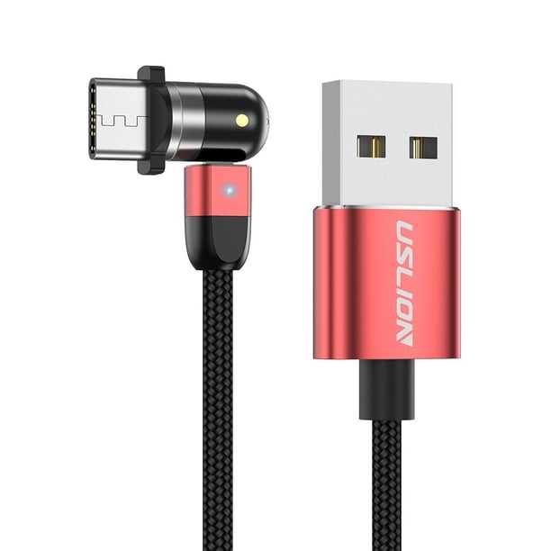 Cable USB de carga con imán magnético trenzado ajustable con rotación de 360 degree y 180 degree rojo 05 m tipo C