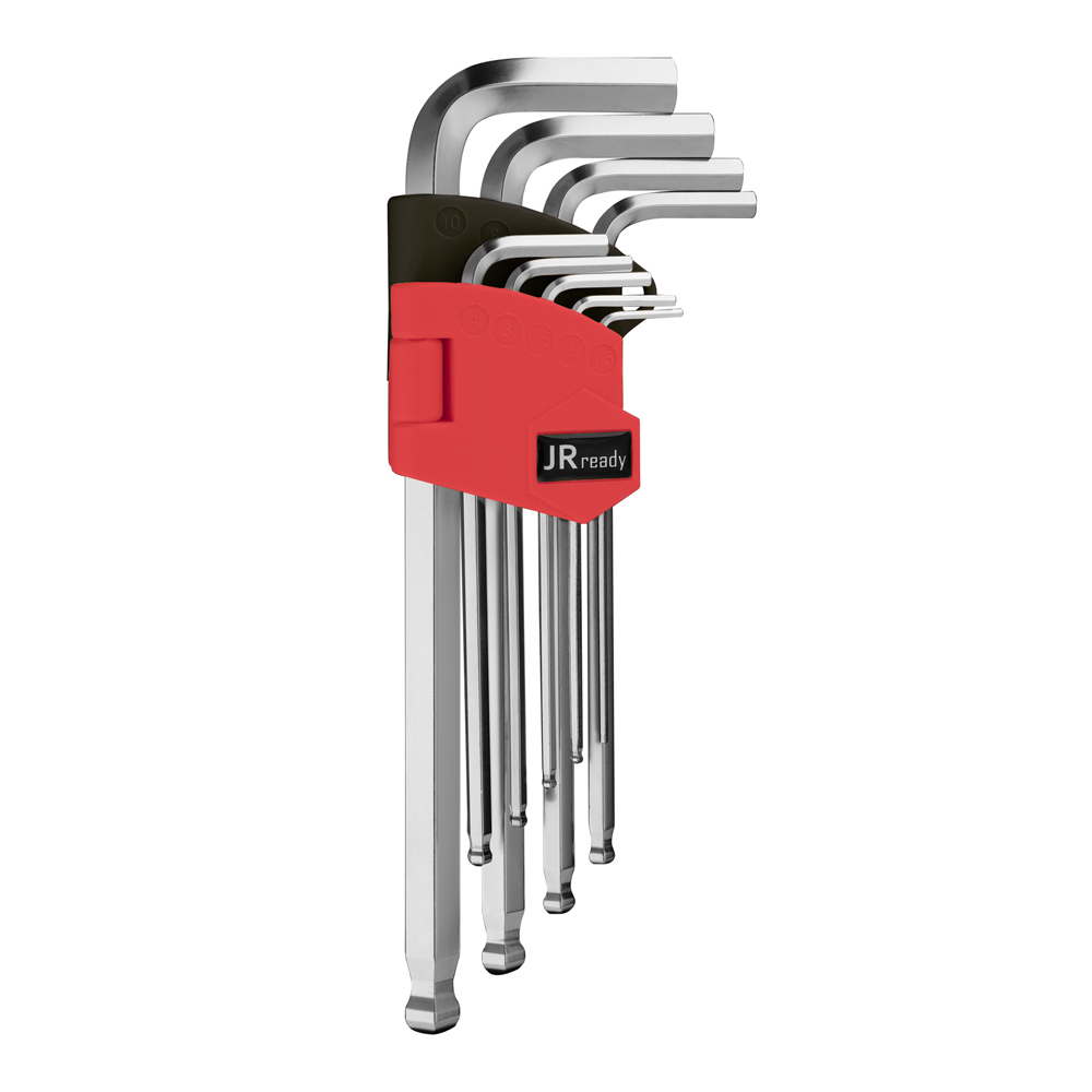 JRready 9Pcs Allen Wrench Set Metric Ball Head Hex Key , S2 Industrial Grade L Type Screwdriver Mechanical Maintenance Tools For Heavy Duty Use AW-M0910 - image 1 of 8