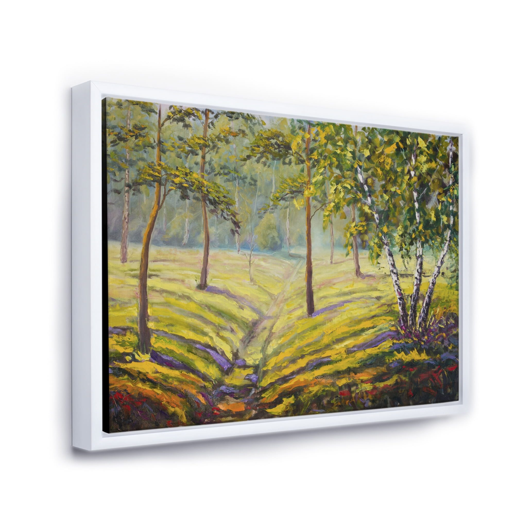 Designart 'Bushes and Pine Trees In The Forest II' Traditional Framed Canvas Wall Art Print