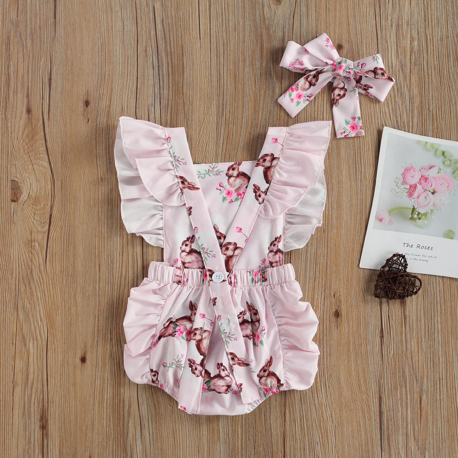 NEW IN GIRLS BABY PINK ROMPERS JAM PANT/TOP SPANISH INSPIRED BIG BOWS NEWBORN-6M 