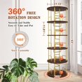 thumbnail image 4 of LUMAMIN 5 Tier Rotating Bookshelf, 360° Display Round Bookcase Tower, Wood & Metal Stackable Swivel Book Shelf Organizer for Home & Office, Gold, 4 of 9