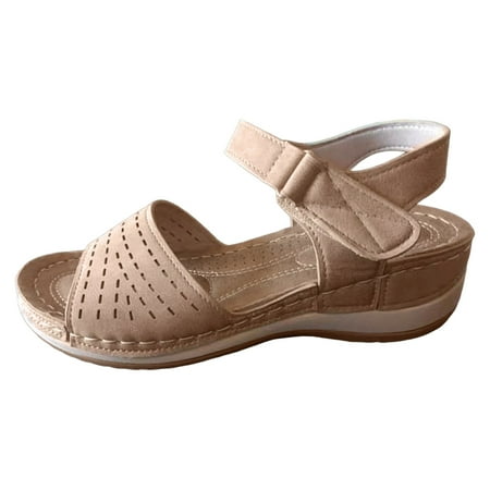 

PEASKJP Platform Sandals Women Dressy Sandals for Women Dressy Summer Leather Flat Sandals for Women Ankle Strap Gladiator Sandal (Khaki 6.5)