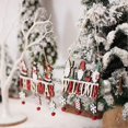 thumbnail image 3 of Adorno para árbol de Navidad con letras de dibujos animados, colgante con campana, bonito Papá Noel, muñeco de nieve, gnomo, decoración de Navidad, adornos colgantes de madera, nuevo, A, 3 of 5