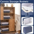 thumbnail image 5 of Sea Team 3-Pack Small Storage Basket Set, Storage Cube Organizer, Storage Bins, 12 x 8 x 5 Inches, Rectangle Canvas Fabric Collapsible Shelf Box with Handles, Denim & White, 5 of 7