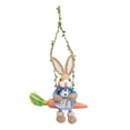 thumbnail image 2 of laqbezok Easter Bunny on Carrot Swing Hanging Decor, 13.78" Woven Rabbit Figurine with Hanging Rope, Rustic Spring Home Accent for Windows, Doors & Covered Porch, 2 of 6