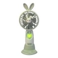 thumbnail image 1 of Ventilador de mano con base, recargable por USB, compacto, silencioso, bonito ventilador portátil con forma de conejo. verde, 1 of 9