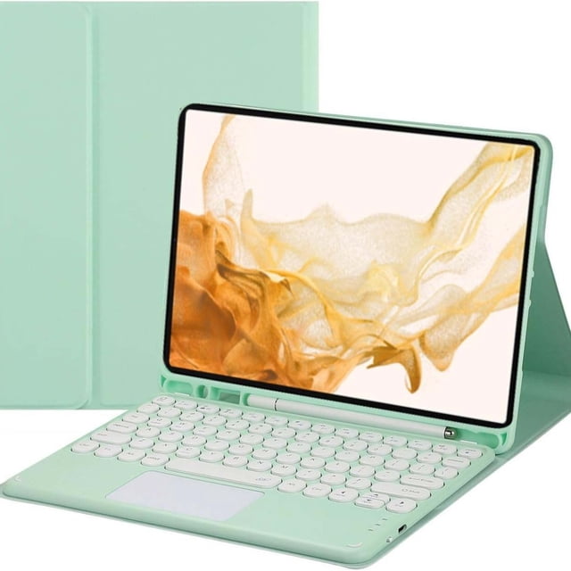Touch Keyboard Case for Samsung Galaxy Tab S8+ 2022/S7 FE 2021/S7+ 2020 12.4 Inch, with Pencil Holder - Magnetically Detachable Touch Bluetooth Keyboard