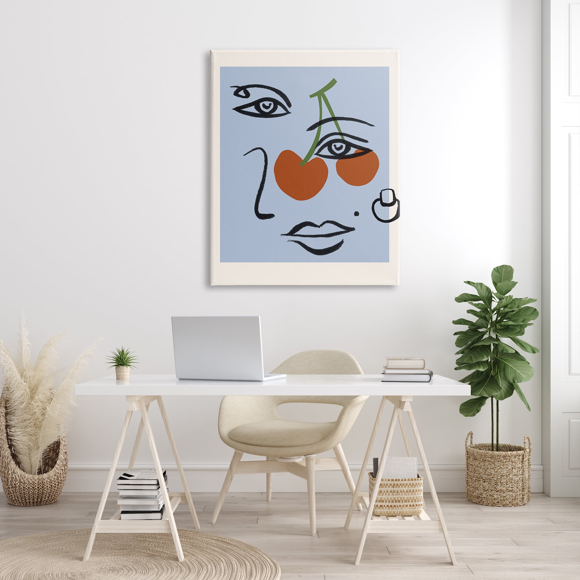 Stupell Industries Abstract Face Bold Cherries Purple Beauty Mark, 36 x 48, Designed by Melissa Wang