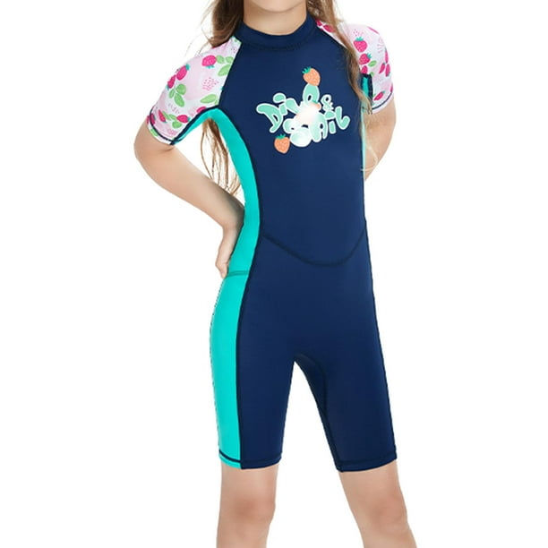 Kids Wetsuits Swimsuit Girls Boys Short Sleeve Back Zip Diving Suit Wet  Suit XXL 