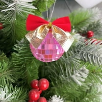 Mirror Disco Balls,Mini Disco Balls with Ribbon Bow for Disco Party Silver and Gold Ornaments Mirror Ball Decoration Christmas Tree(Pink)