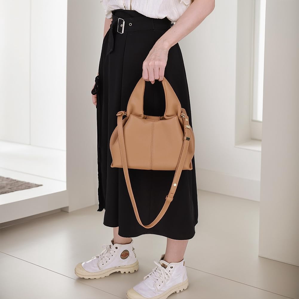 Cloud Pouch Bag Dumpling Clutch Purse Handbag Leather Tote Shoulder Bag Retro Crossbody bag with Removable Strap