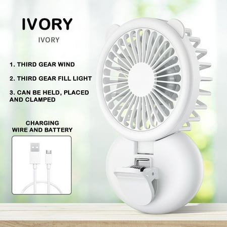 

Handheld Fan Portable Fan with Power Bank 3000mAh USB Rechargeable Mini Portable Fan Foldable 3 Speeds/Strong Necklace Fan