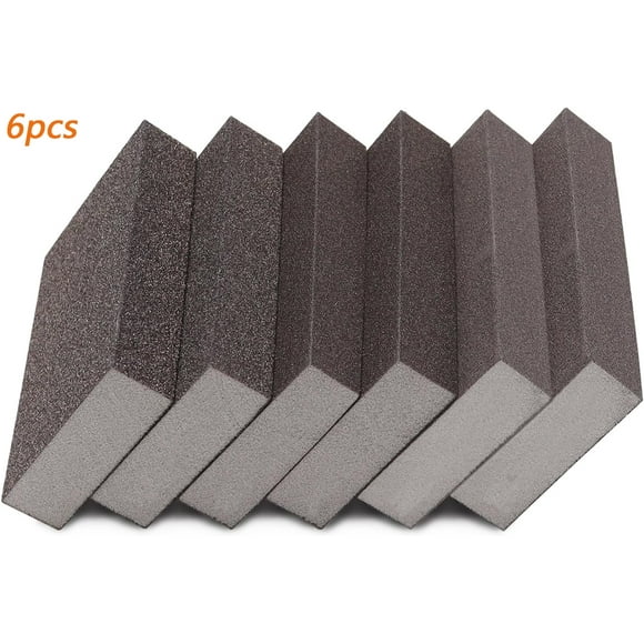 MesaSe 6 Pack Sanding Sponge Sanding Block Dry Wet Sandpaper Block for Wood Wall Home