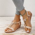 thumbnail image 5 of Samickarr Summer Sandals For Women Indoor And Outdoor Wide Women's Fish-mouth Slip-on Slope Heel Shoes Casual Bohemian Rhinestone Roman Sandals, 5 of 6