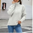 thumbnail image 4 of IROINNID Reduced Womens Sweater Quarter Zip Pullover Sweater Solid Color Loose Mid-Length Long Sleeve Autumn and Winter Lapel Knitting Thickened Sweater, 4 of 6