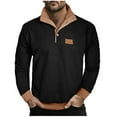 thumbnail image 2 of EchfiProm Mens Black Pullover Sweatshirt Essentials Henley Fashion Long Sleeve Fall Tops for Men XL, 2 of 8