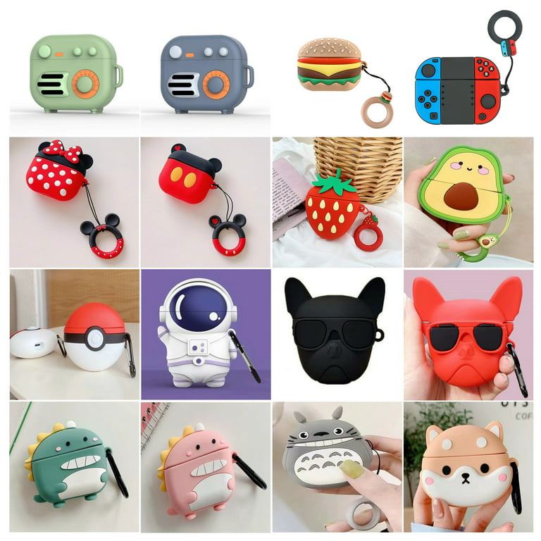 Xpression Mobile for Apple AirPods Pro Hybrid Cute 3D Fun Design Silicone Skin Cartoon Animal with Keychain Holder Rubber TPU Soft Phone Case Cover by