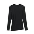 thumbnail image 2 of Ahabrexf Womens Casual Tops, Ladies' Colored Side Slit Long Sleeve Round Neck Undershirt, 2 of 9