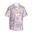 thumbnail image 3 of Xecao Llama Unicorn and Rainbow print Hawaiian shirt - a stylish short-sleeve button-down for men, perfect for casual beach and tropical outings., 3 of 9