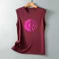 thumbnail image 4 of Chandails de Sensibilisation au Cancer du Sein pour Femmes, Col Ras du Cou, Blouse Basique Imprimée Sans Manches, Débardeur Décontracté d'Été pour l'Entraînement, 4 of 5