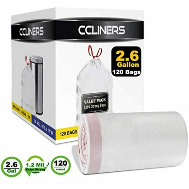 small trash bags ccliners 2.6 gallon garbage bags 10 liter drawstring