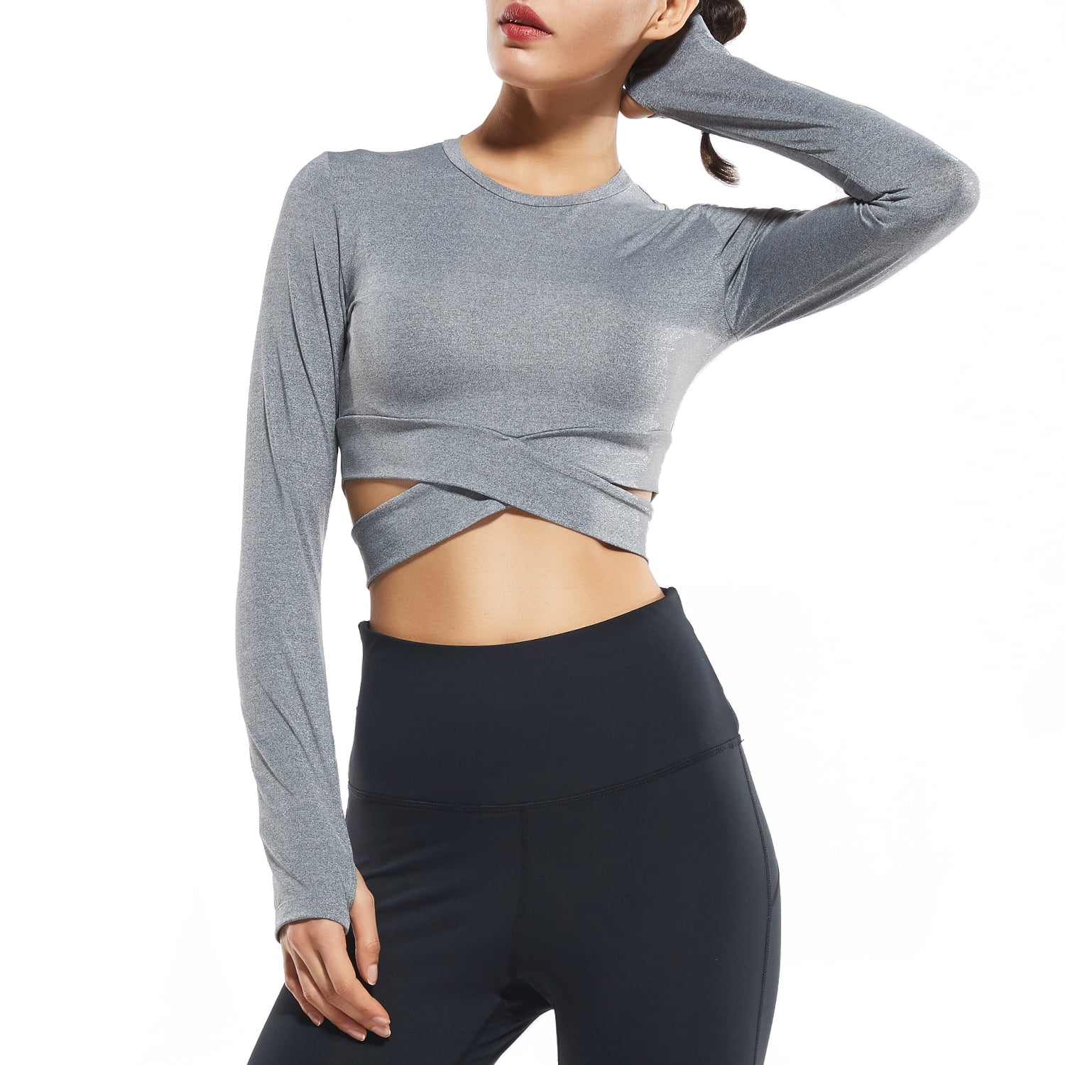 long sleeve athletic crop top