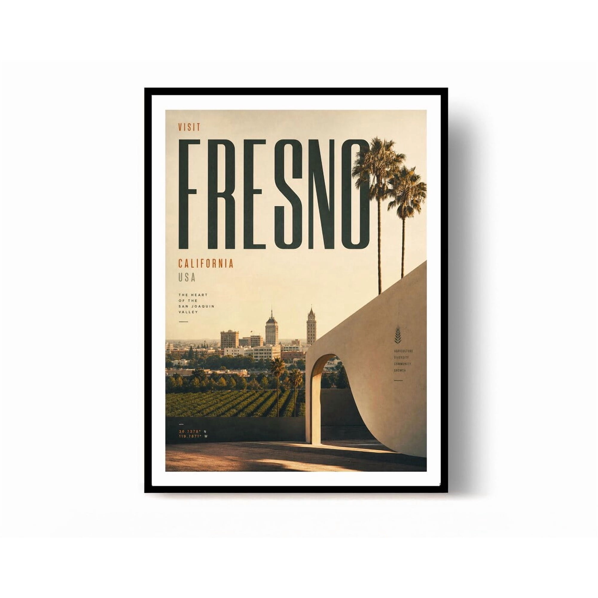 Fresno Travel Print Usa Wall Decor