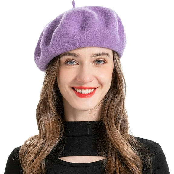 1Pcs Wool French Beret Hat Solid Color Beret Cap for Women Girls