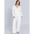 thumbnail image 5 of Women 2 Piece Outfits 2025 Fall Fashion Wide Leg Pants Lounge Set Leisure Travel Vacation Sweatsuits White S, 5 of 9