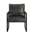 thumbnail image 2 of Knubmt Modern Upholstery Accent Chair Club Chair with Black Metal Frame, Faux Leather Armchair for Living Room, Office, Bedrooom, Dark Gray, 2 of 7