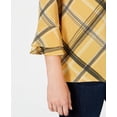 thumbnail image 3 of Charter Club Women's Plaid Bell Sleeve Top Yellow Size Petite Extra Large, 3 of 4