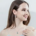 thumbnail image 4 of Pave Royal Blue CZ Stone Square Pendent Neckalce Earring Jewelry Set for Party, 4 of 9