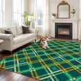 thumbnail image 3 of Ethic Texture Washable Area Rug 6 x 9 ft Green Brown Geometric Black Plaid Vintage , Soft Non Slip Rugs Stain Repellent Indoor Felt Carpet for Living Dining Room Bedroom Home Office, 3 of 9