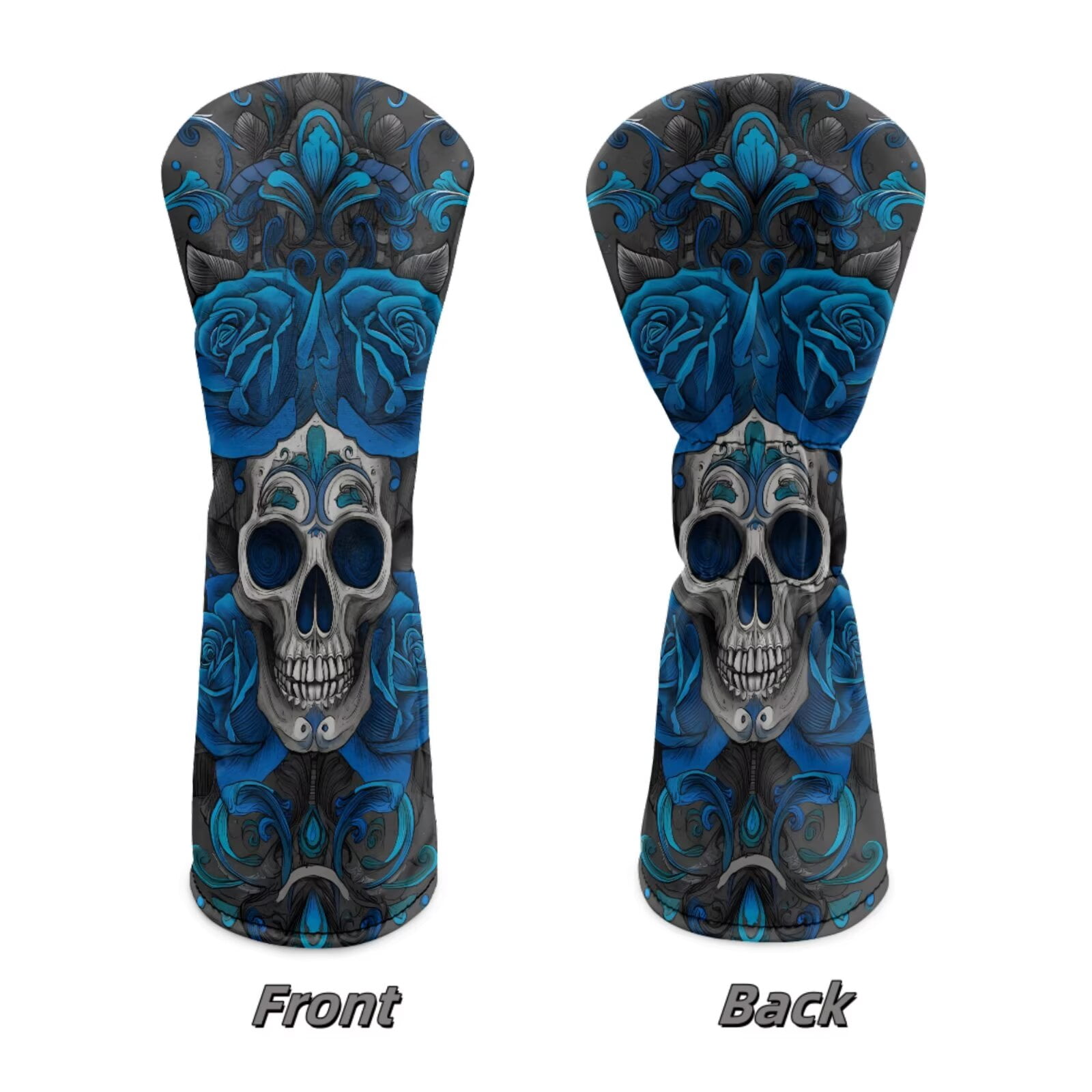 Uorisanigo Golf Club Headcover for Fairway Woods Driver Hybrids, Premium PU Leather 3-Pack Blue Ethnic Skull Golf Club Headcovers Set with Abrasion-Resistant Soft Lined Interior