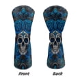 thumbnail image 5 of Uorisanigo Golf Club Headcover for Fairway Woods Driver Hybrids, Premium PU Leather 3-Pack Blue Ethnic Skull Golf Club Headcovers Set with Abrasion-Resistant Soft Lined Interior, 5 of 7