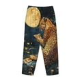 thumbnail image 3 of Lsque Leopard Reading Tarot Cards Print Women's Pajama Pants, Lounge Pant - Comfortable Home Wear,Elastic Waistband, Stylish Design-Small, 3 of 9