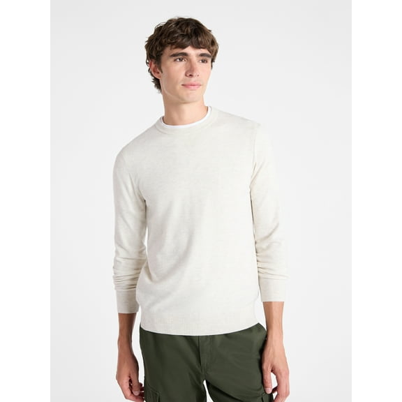 Free Assembly Men's Cozy Yarn Everyday Crewneck Sweater with Long Sleeves, Size XS-3XL