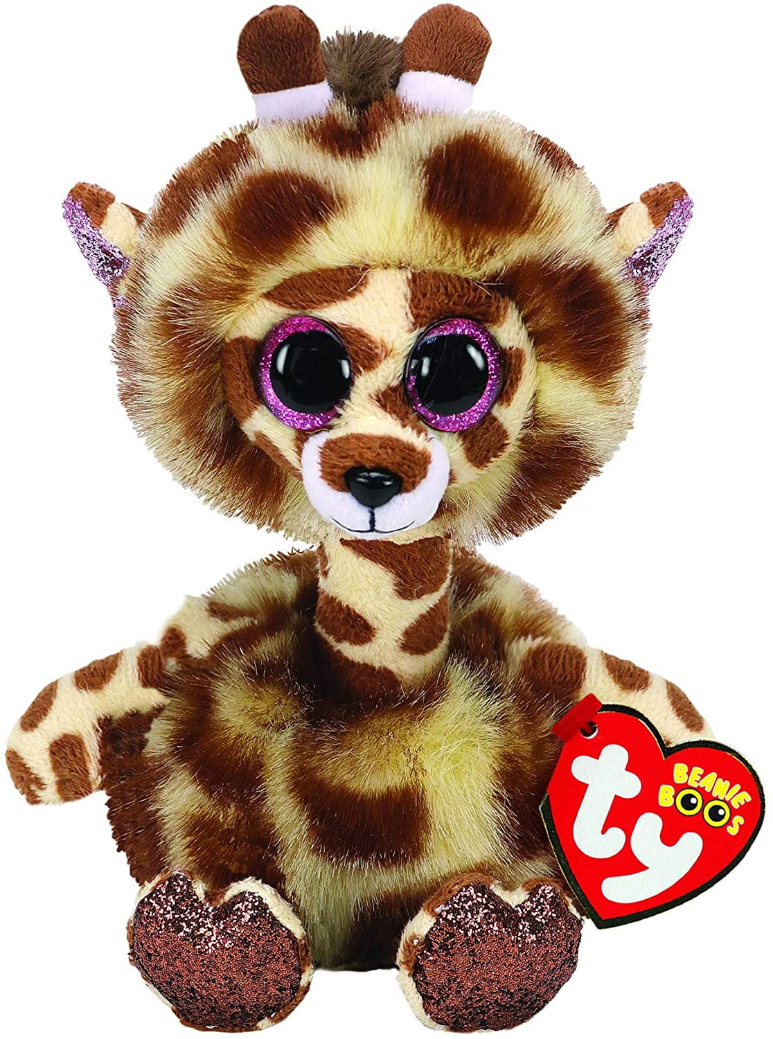 Purple Giraffe 6 Ty Beanie Boos Puppy Glitter Big Eyes Plush Stuffed Animals Toy 