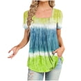 thumbnail image 1 of ameIAEA Square Neck Tops for Women Short Sleeve Summer Tunic Tops Color Block Ruffle Blouse, 1 of 4