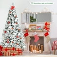 thumbnail image 4 of Costway 7ft Snow Flocked Hinged Christmas Tree w/Berries & Poinsettia Flowers, 4 of 9