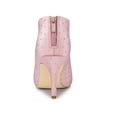 thumbnail image 3 of BLISSFUL STEP Women's V Shaped Cutout Pointed Toe Stiletto Heel Ankle Boots Pink 6, 3 of 8