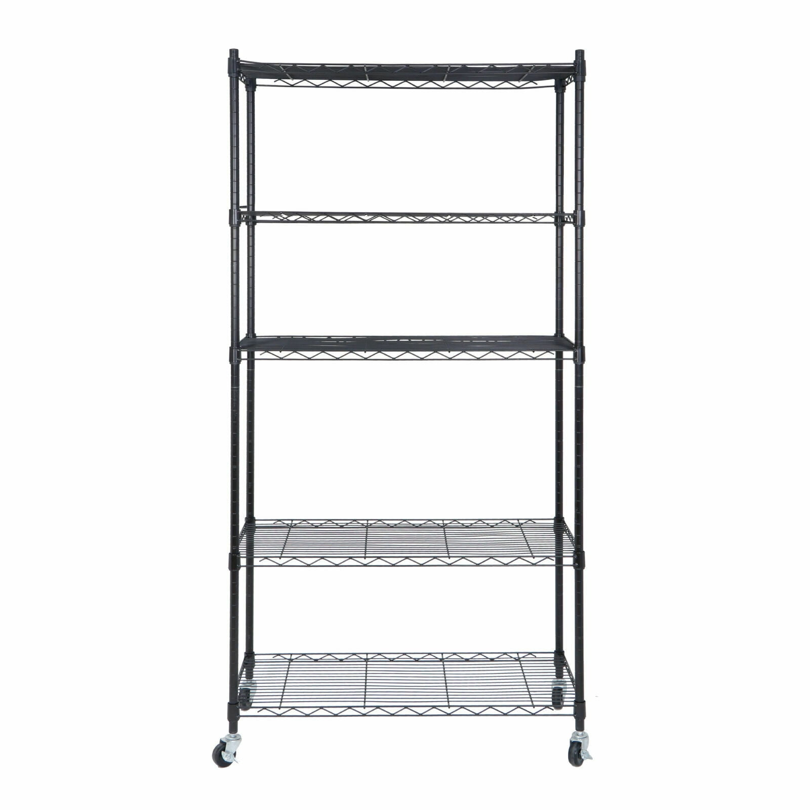 ZenStyle Heavy Duty with Lockable Wheels 14"W x 30.1"D x 63"H 5-Shelf Freestanding Shelves, Black