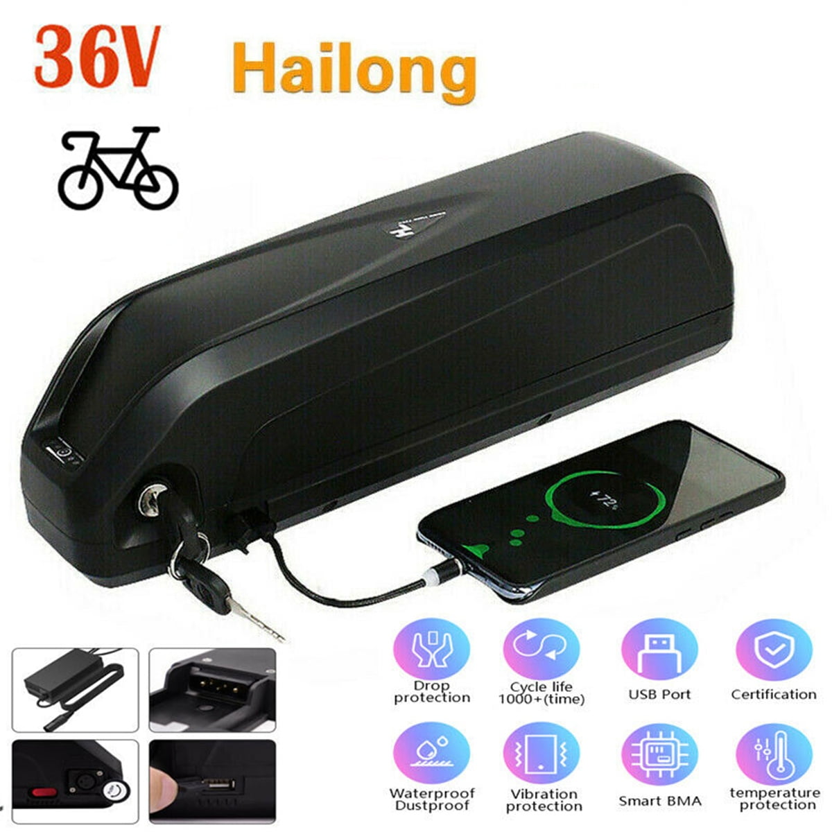 Details about   36V16Ah Lithium li-ion Battery for 500W 750W 1000W ebike Scooter Hub Motor 13s6p