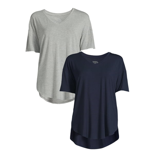 Time and Tru Women's VNeck Tunic TShirt, 2Pack